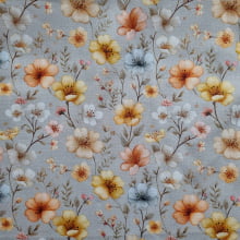 Tecido Tricoline Digital Flores e Ramos Delicados 