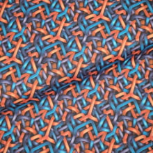 Tecido Tricoline Digital Geométrico Trançado Laranja e Azul