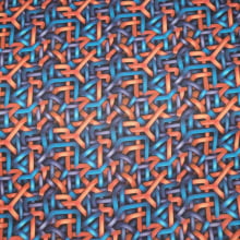 Tecido Tricoline Digital Geométrico Trançado Laranja e Azul
