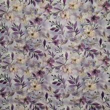Tecido Tricoline Digital Lavender Flores e Ramos