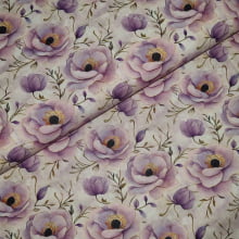 Tecido Tricoline Digital Lavender Rosas e Ramos 2