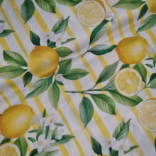 Tecido Tricoline Digital Limão Siciliano fd Listras