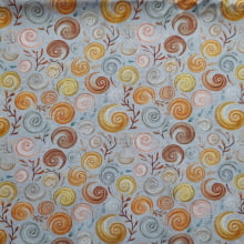 Tecido Tricoline Digital Padrão Espiral fd Azul Claro