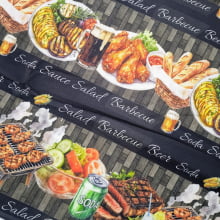 Tecido Tricoline Digital Barrado Salad Barbecue