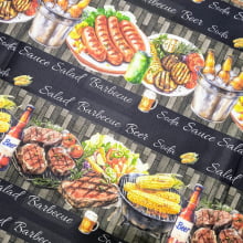 Tecido Tricoline Digital Barrado Salad Barbecue