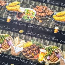 Tecido Tricoline Digital Barrado Salad Barbecue