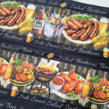 Tecido Tricoline Digital Barrado Salad Barbecue