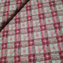 Tecido Tricoline Digital  xadrez g fundo bege