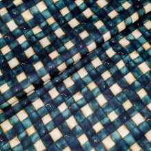 Tecido Tricoline Digital Xadrez Verde e Bege