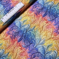 Tecido Tricoline Folhas Multicoloridas