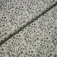 Tecido Tricoline Padrão Paisley Verde e Branco