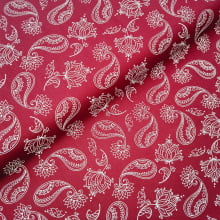Tecido Tricoline Estampa Paisley Floral Vermelho
