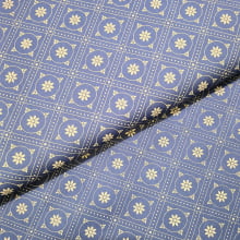 Tecido Tricoline Geométrico Floral azul