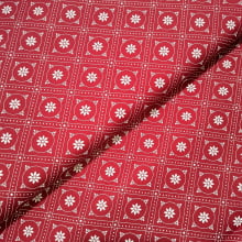 Tecido Tricoline Geométrico Floral Vermelho