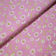 Tecido Tricoline Margaridas fd Rosa Chiclete