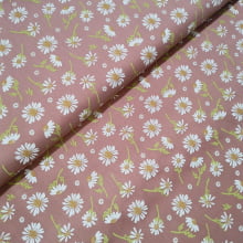 Tecido Tricoline Margaridas fd Rose Envelhecido