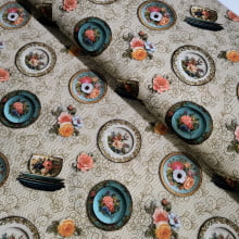 Tecido Tricoline Porcelanas Encantadas 