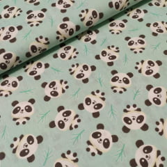 Tecido Tricoline Panda Verde Agua