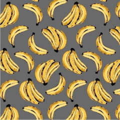 Tecido Tricoline Banana Tropical Cinza