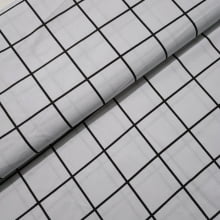 Tecido Tricoline Grid Preto fundo Branco