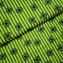 Tecido Tricoline Digital Bandeira do Brasil fd Listrado 