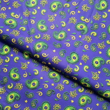 Tecido Tricoline Digital Inspirado Paisley nas Cores do Brasil 