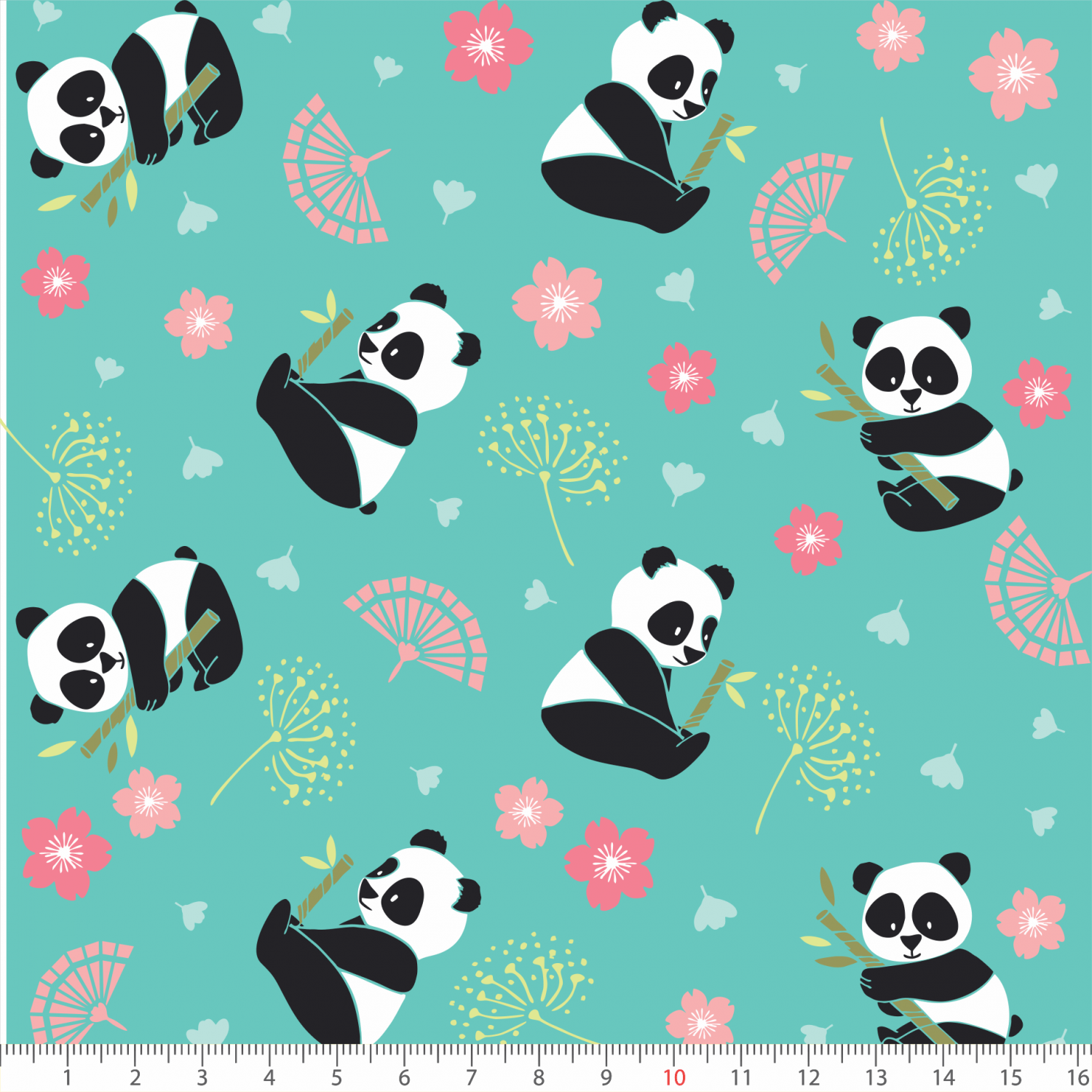 Tecido Tricoline Panda Fundo Verde